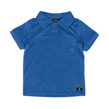 Load image into Gallery viewer, Blue Terry Towelling Polo T-Shirt
