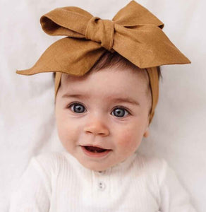 Baby Linen Head Bow Wrap - Assorted Colours