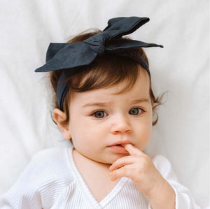 Baby Linen Head Bow Wrap - Assorted Colours