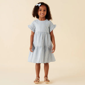 ALICE GINGHAM TIERED DRESS - BLUE