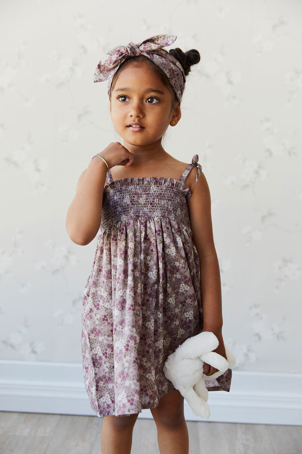 Organic Cotton Eveleigh Dress - Pansy Floral Fawn