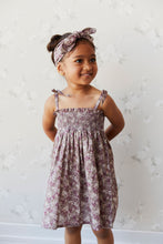 Load image into Gallery viewer, Organic Cotton Eveleigh Dress - Pansy Floral Fawn
