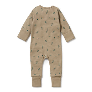 Jungle Leaf Organic Zipsuit With Feet