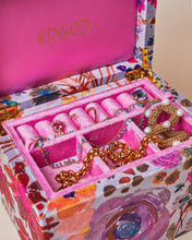 Load image into Gallery viewer, KIP AND CO - LARGE VELVET JEWELLERY BOX FIELD OF DREAMS SILVER
