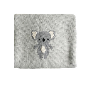 Organic Cotton Koala Baby Blanket - Grey
