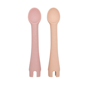 Silicone Baby Utensils - First Tensils (2-Pack - Pink & Apricot)