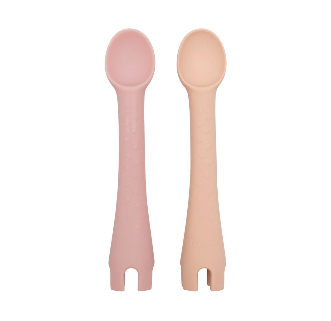Silicone Baby Utensils - First Tensils (2-Pack - Pink & Apricot)